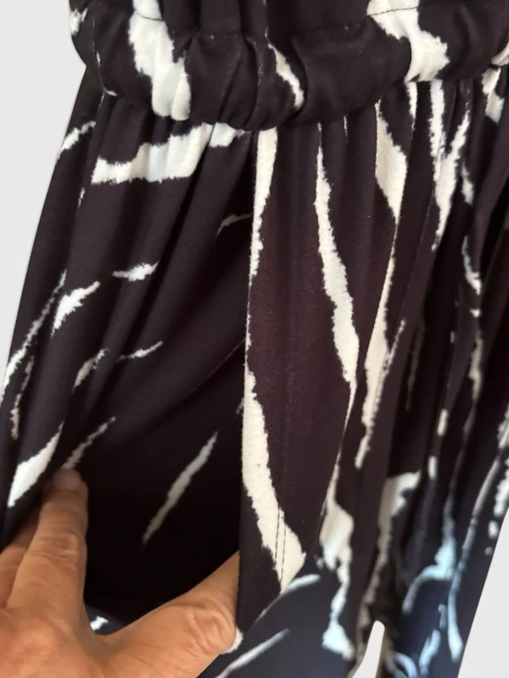 Black White Abstract Chic One Piece Jogger Jumpsuit Short Sleeves Pockets XL